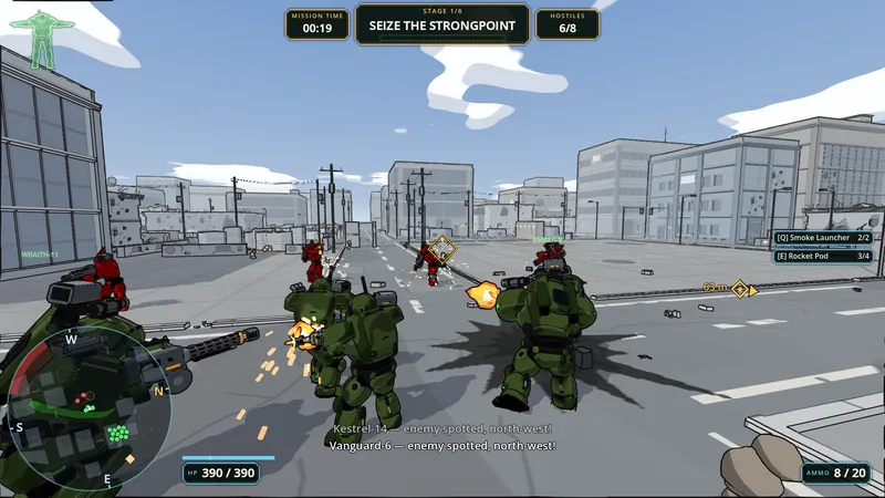 Screenshot: The squad pushes up the street and calls it over the radio